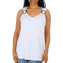 Juniper + Lime Womens Solid Sleeveless Ring Top