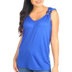 Womens Solid O-Ring Sleeveless Top