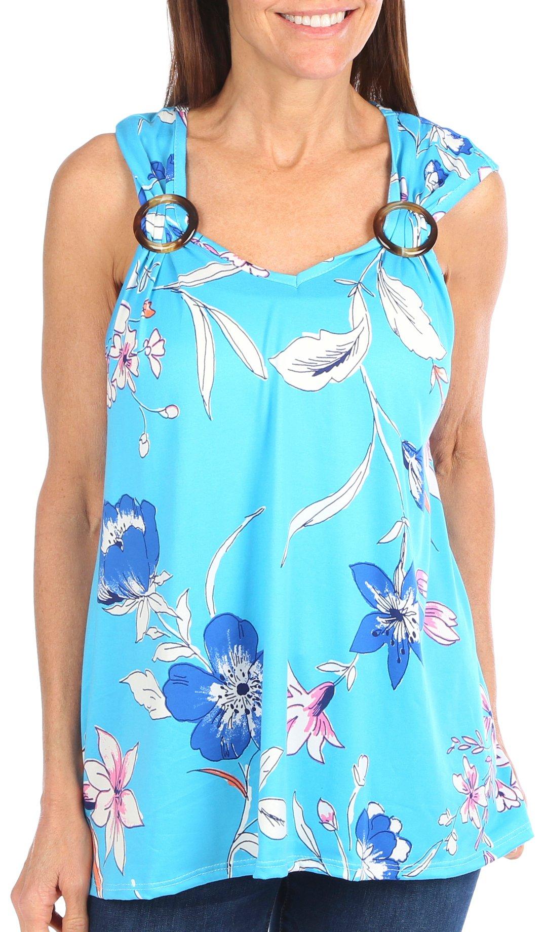 Juniper + Lime Womens Tropical Coconut Ring Sleeveless Top