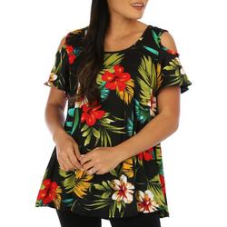 Womens Floral Cold Short Sleeve Top