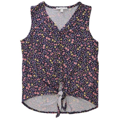 Juniper + Lime Womens Floral Tie Front Sleeveless