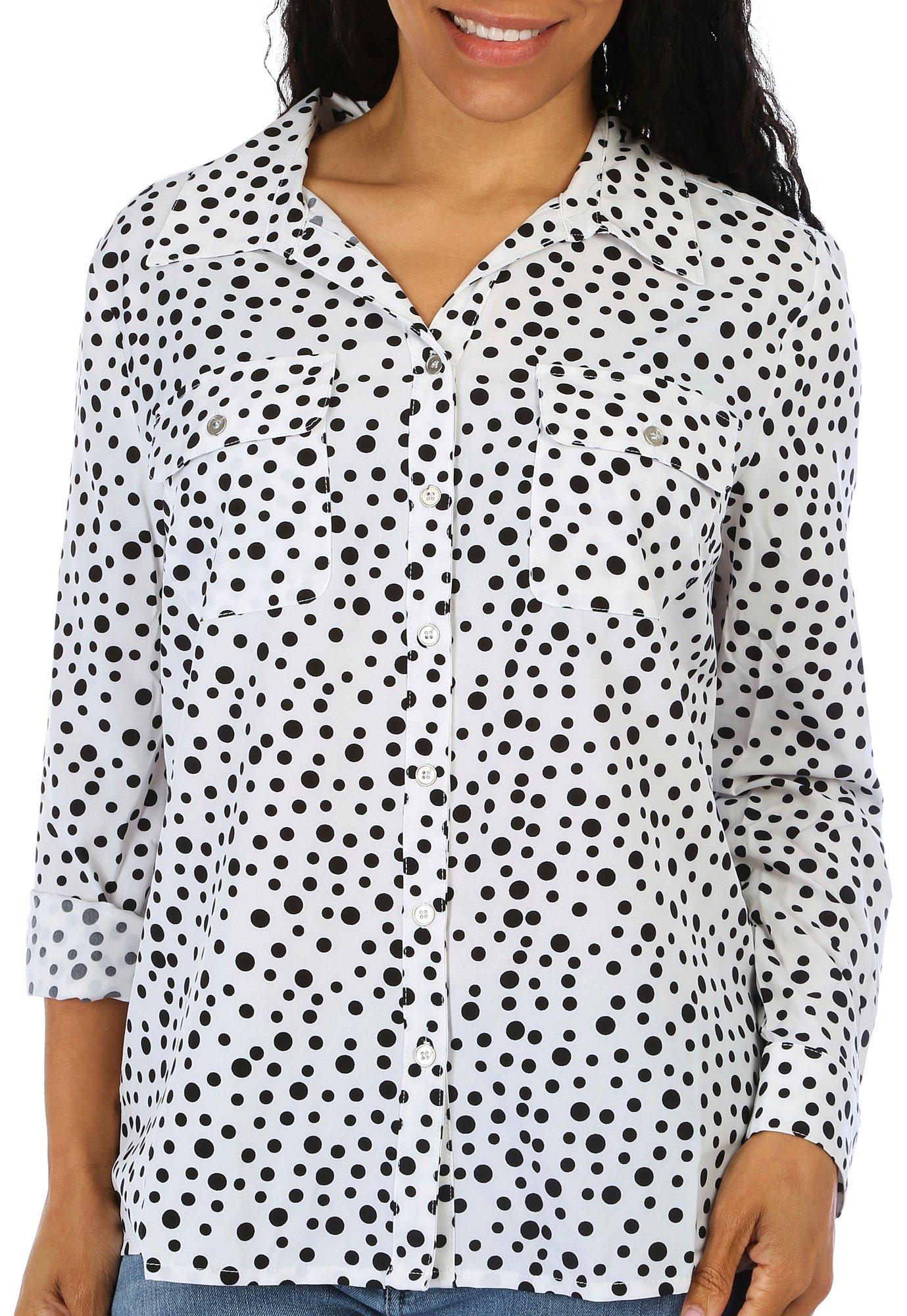 Juniper + Lime Womens Dots 3/4 Sleeve Silky Stretch Top