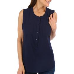 Womens Solid Textured Sleeveless Top