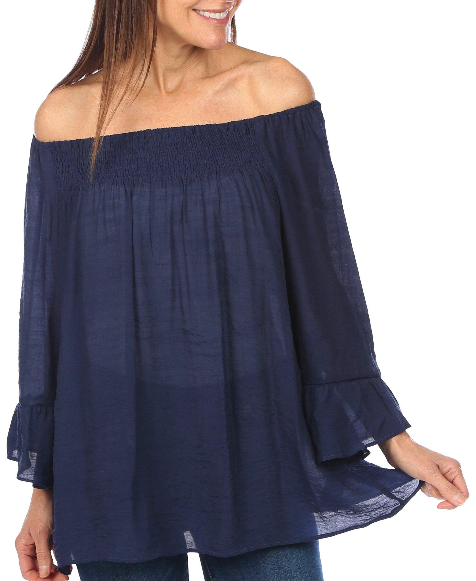 Womens Long Sleeve Off the Shoulder Top