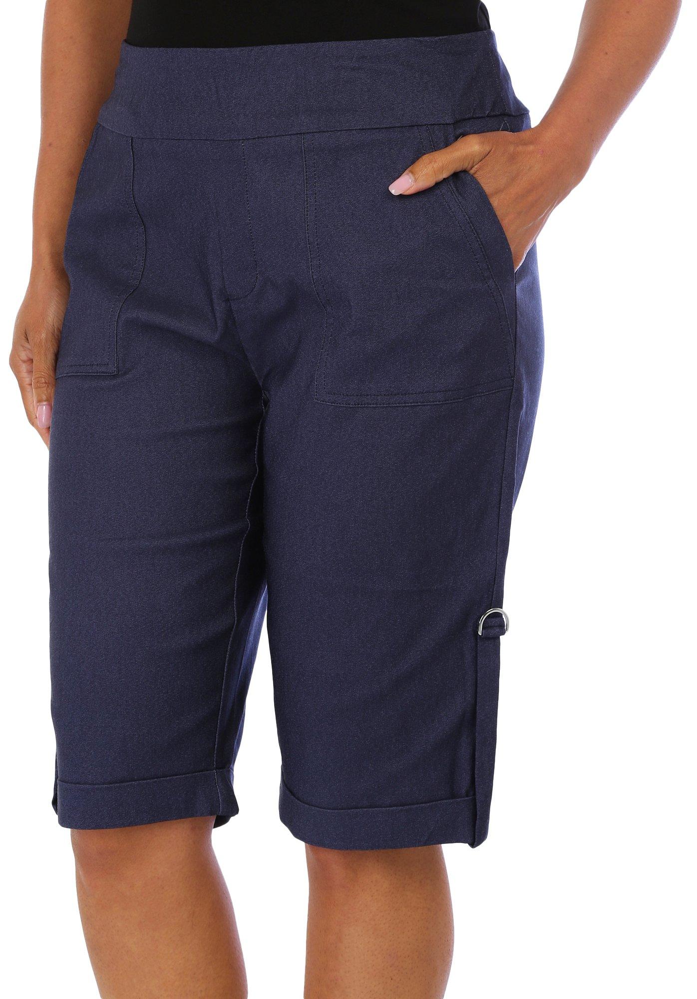 Womens 14 in. Solid Cargo Bermuda Shorts