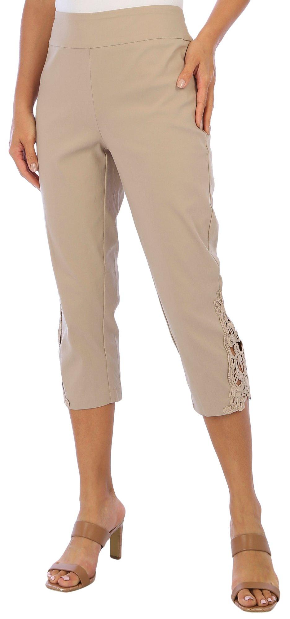 Womens 22 in. Solid Lace Capris