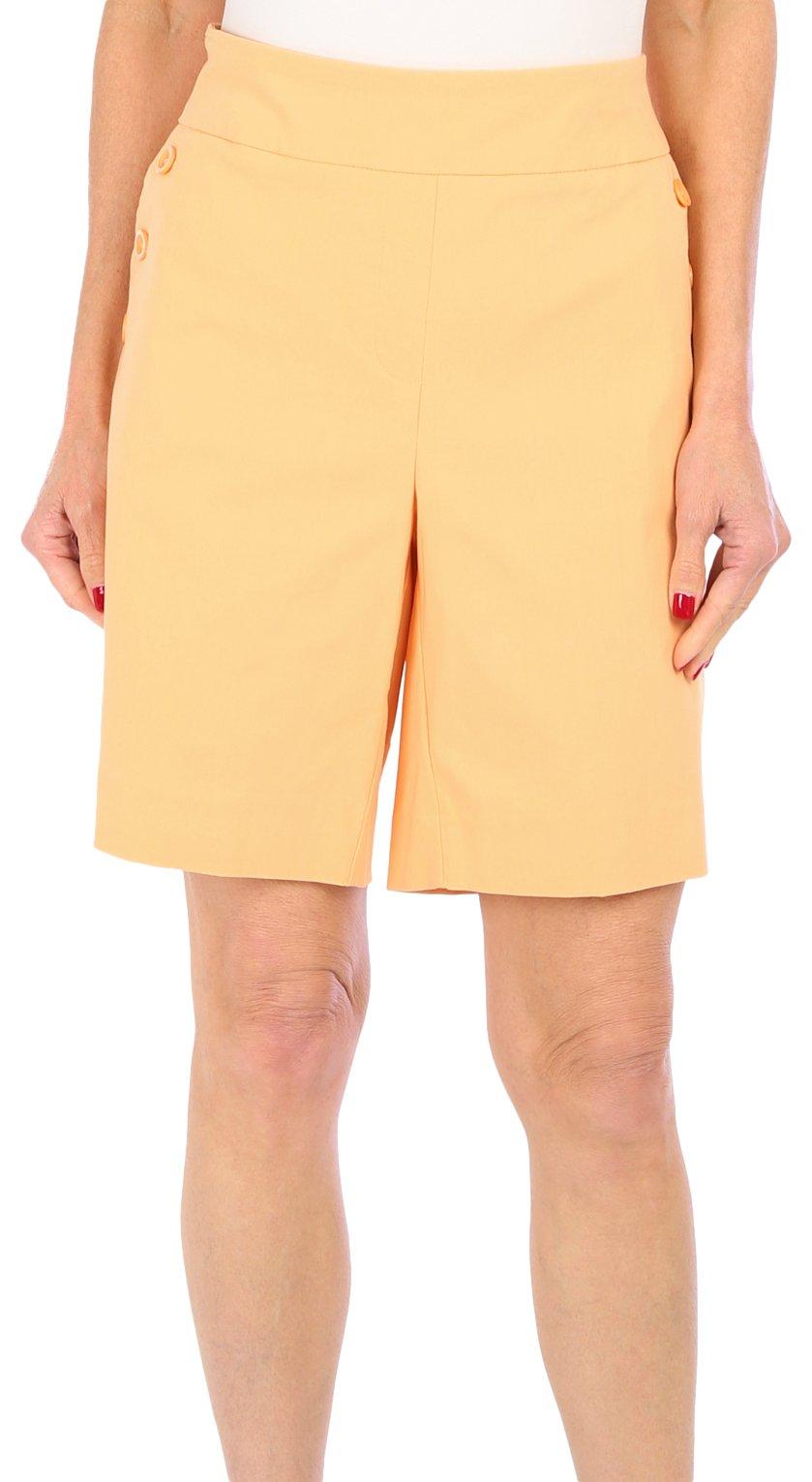Womens Button Accent Solid Sailor Shorts