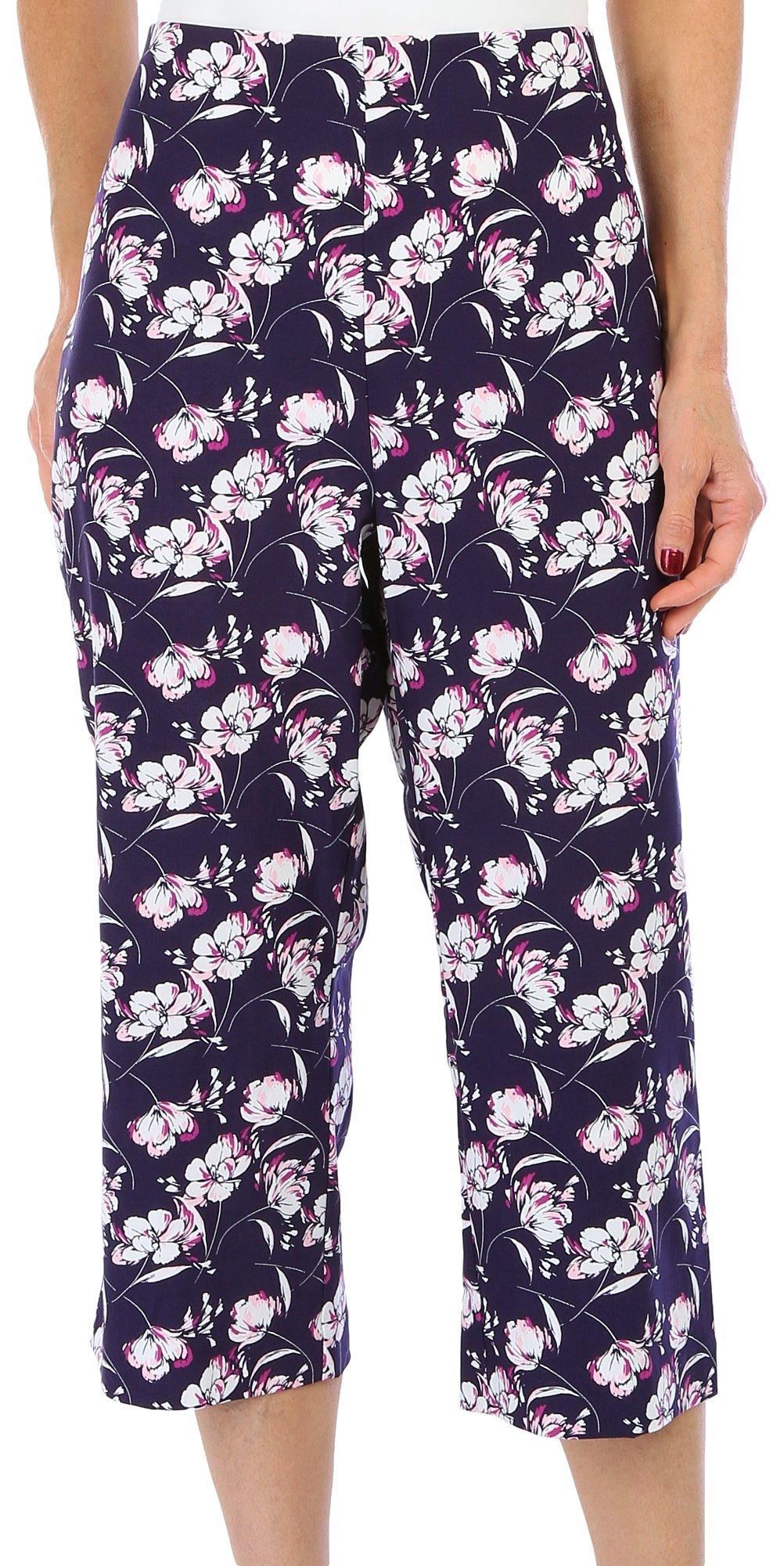 Womens Pull-On Stretchy Print Capris