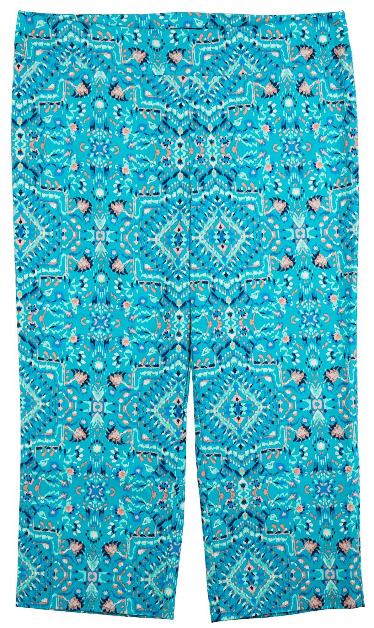 Womens Abstract Floral Pull-On 21 in. Capris
