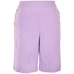 Counterparts Womens Solid Decorative Button Shorts