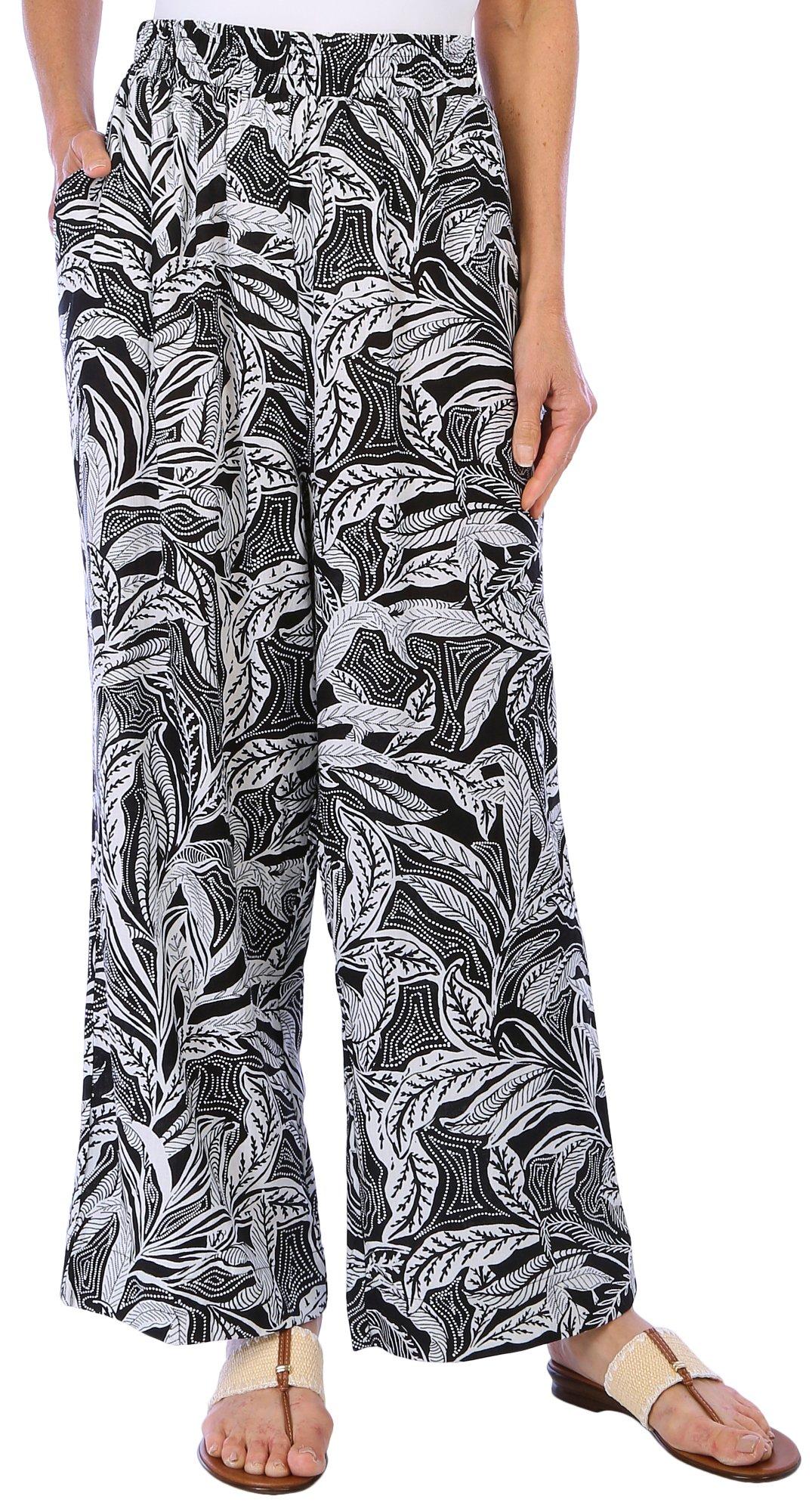 Womens Abstract Print Linen Pants
