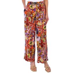 Sunny Leigh Womens Mixed Tropical Print Linen Pants