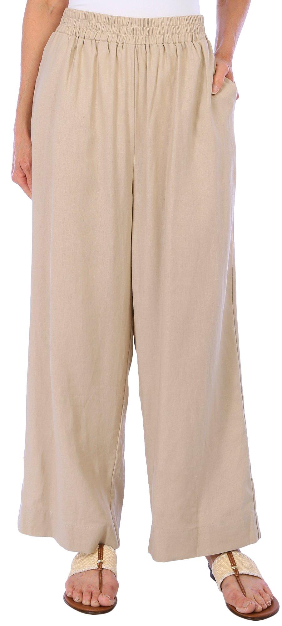 Womens Solid Linen Pants
