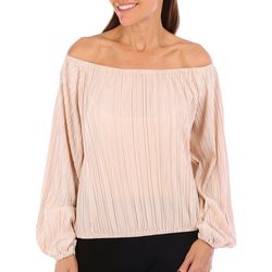 Blue Sol Womens Pleated Long Sleeve Top