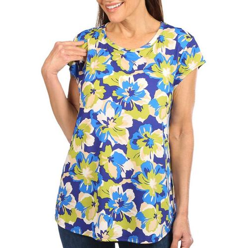 Blue Sol Womens Tropical Floral Print Cap Sleeve