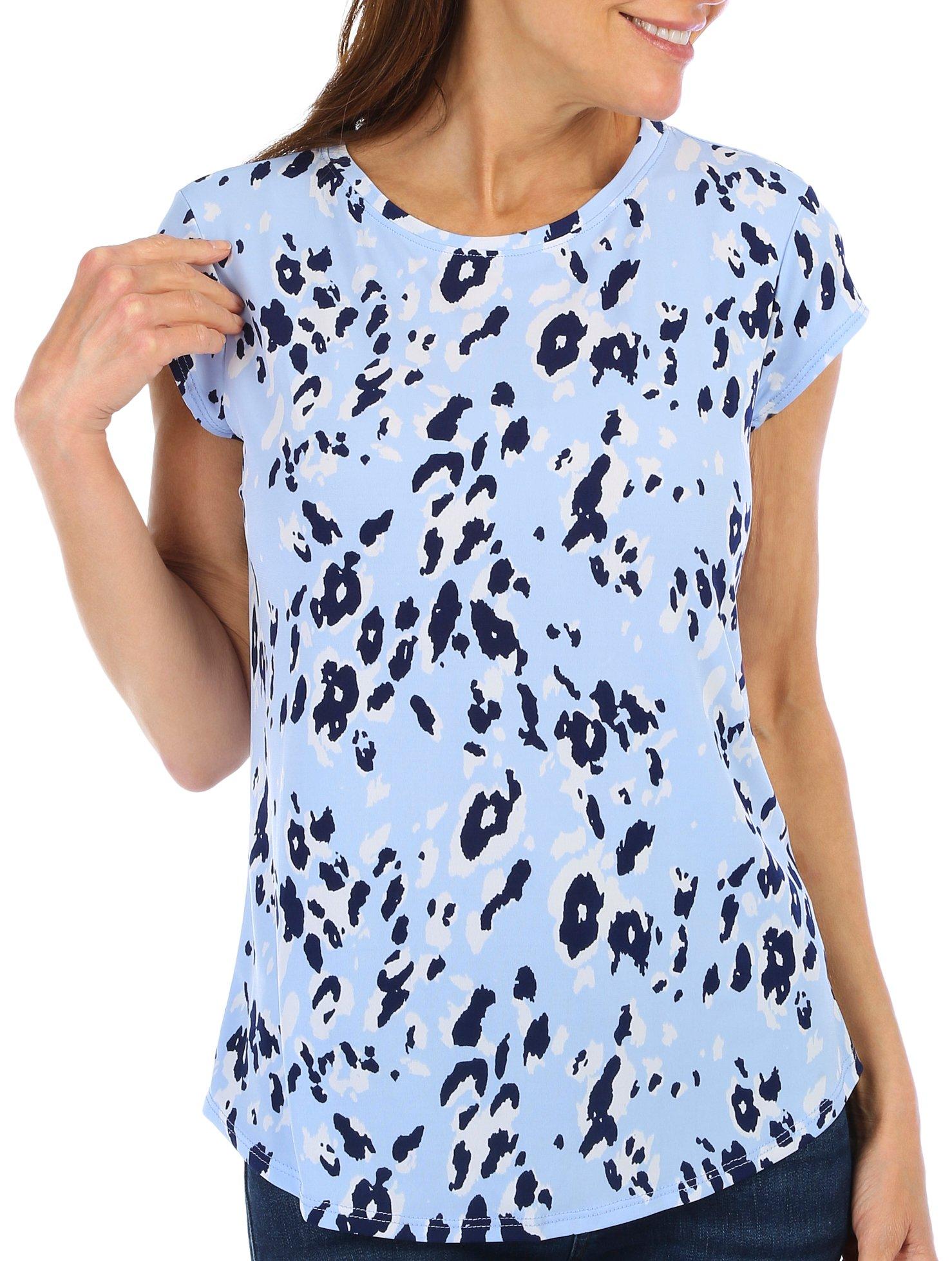 Blue Sol Womens Leopard Print Cap Sleeve Top