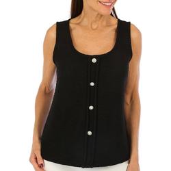Womens Embellished Solid Textured Sleeveless Top