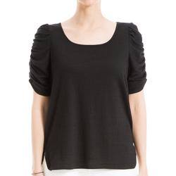 Womens Solid Ruched Short Sleeve Top