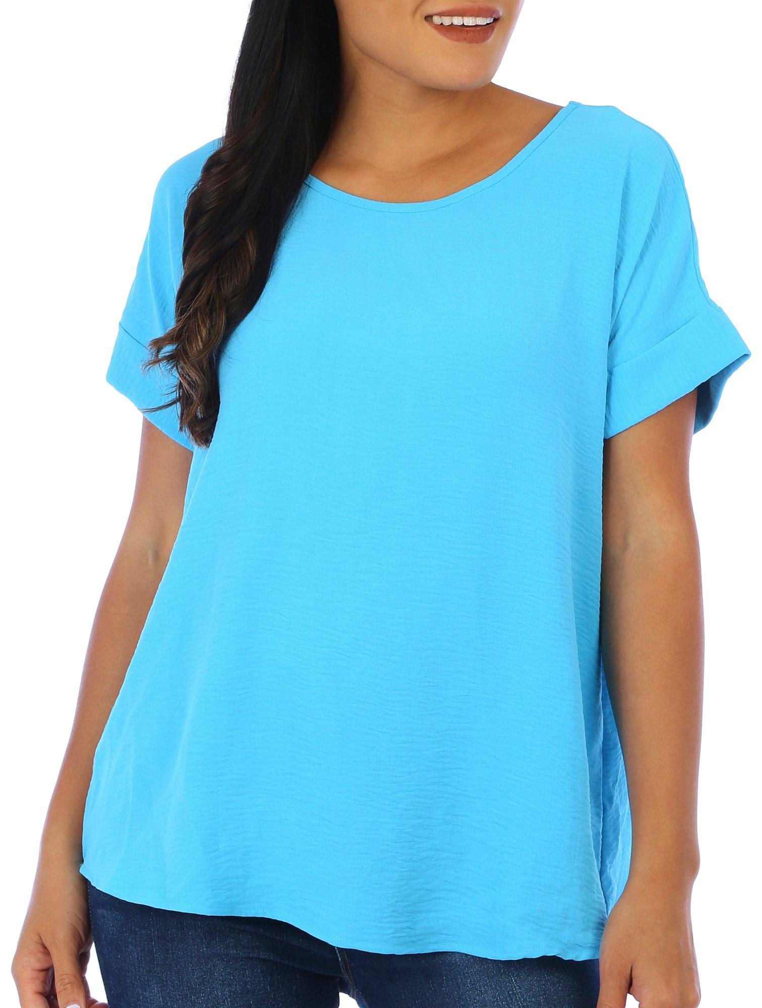 Blue Sol Womens Solid Short Sleeve Top