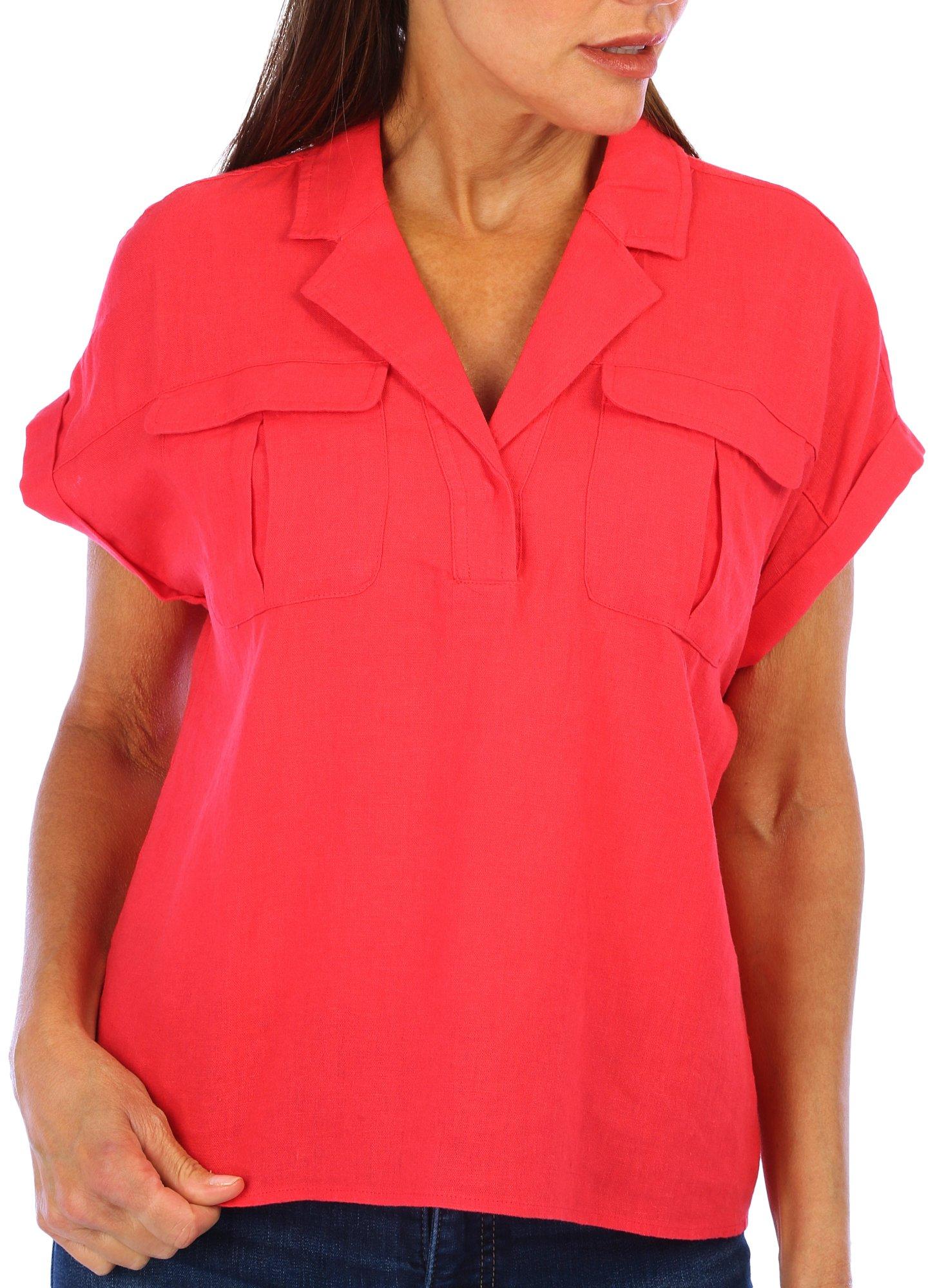Womens Solid Collared Shirt
