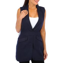 Ellen Tracy Womens Linen Buttoned Vest