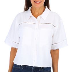 Ellen Tracy Womens Solid Collared Shirt