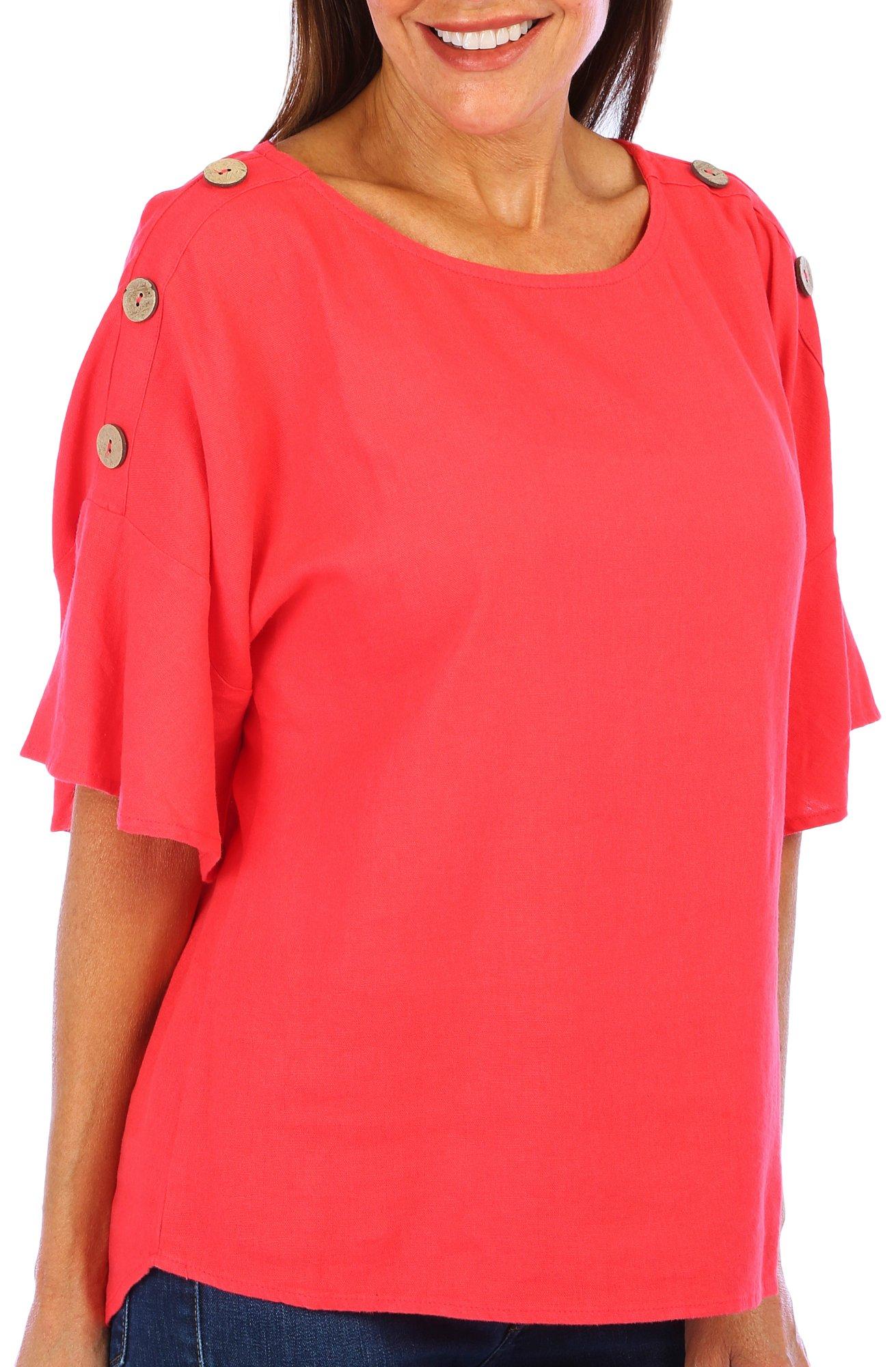 Womens Solid Short Sleeve Top