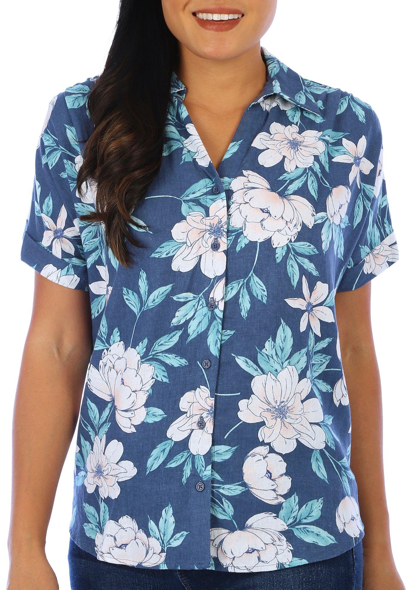 Blue Sol Womens Floral Print Dolman Short Sleeve Top