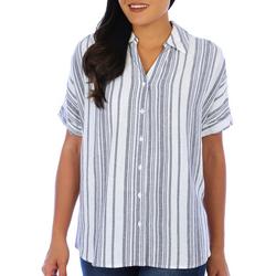 Womens Stripe Print Dolman Short Sleeve Top