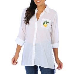 Blue Sol Womens Long Sleeve Button Down Top
