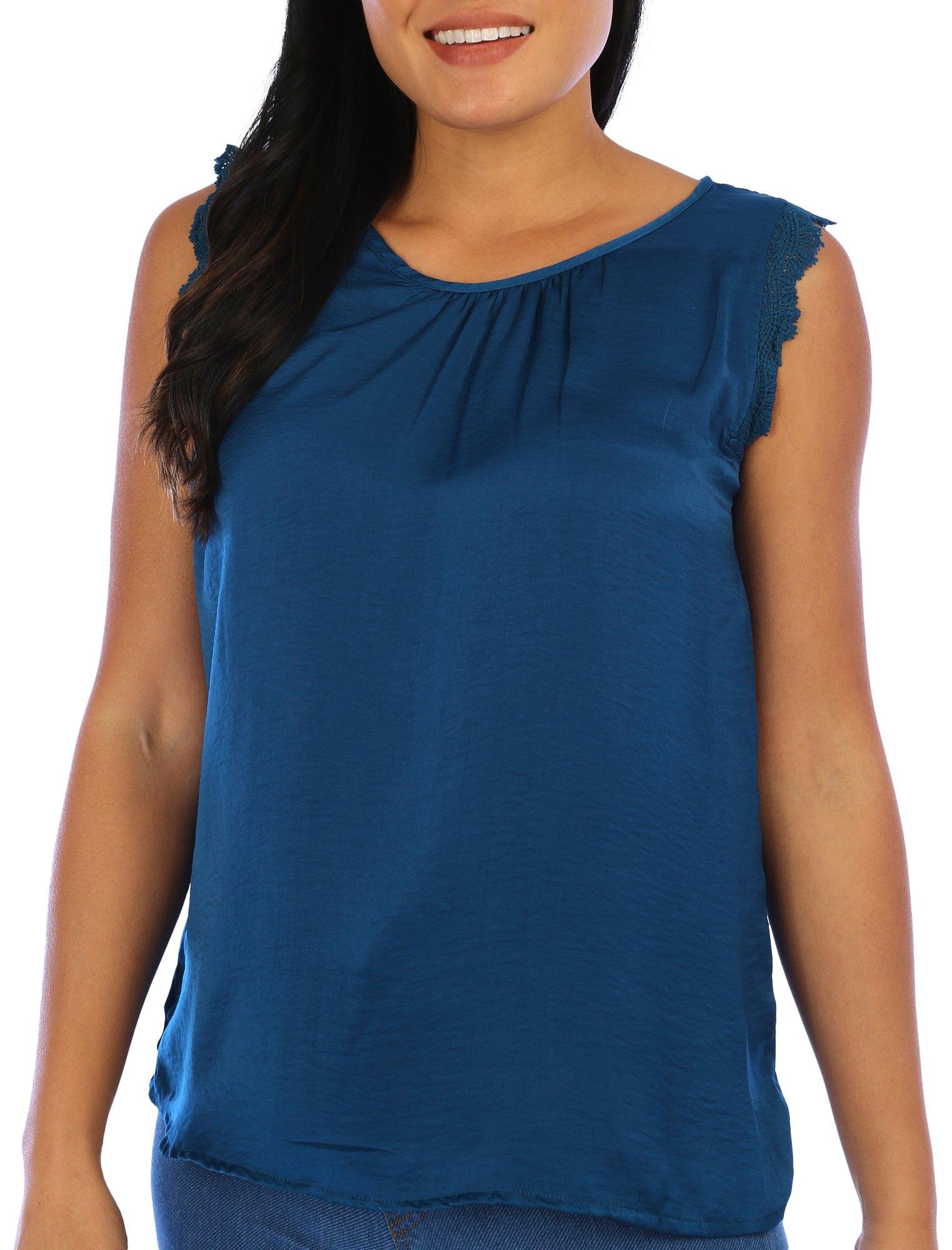 Blue Sol Womens Lace Scoop Neck Tank