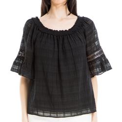 Womens Lace Solid Textured Short Sleeve Top