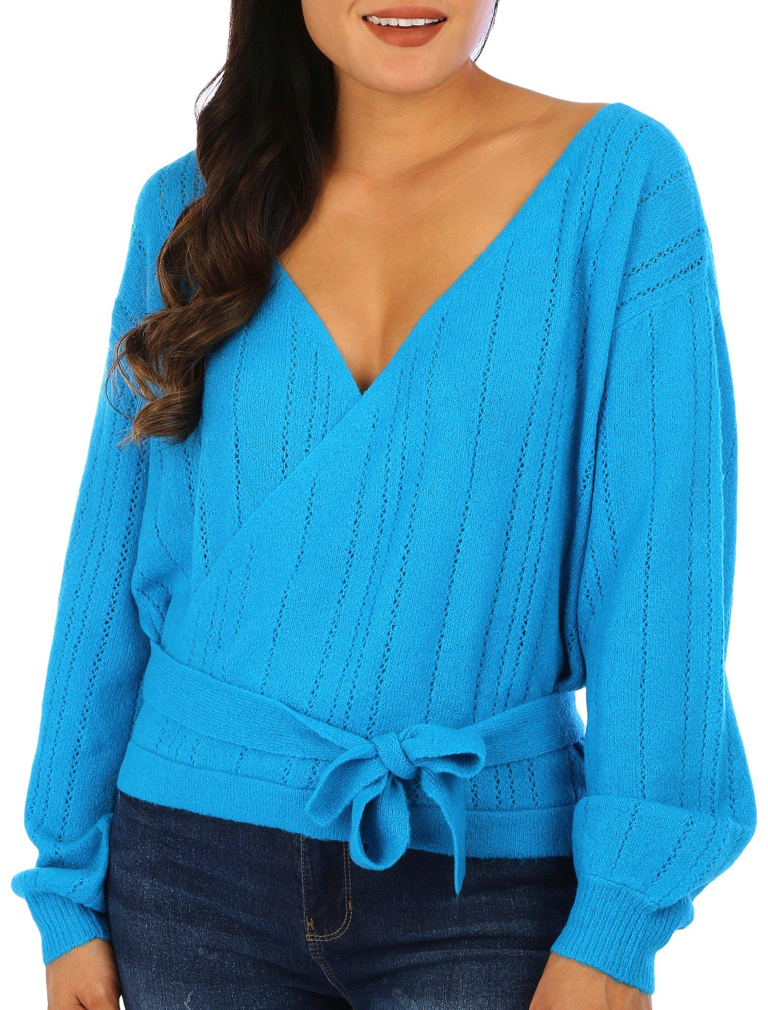 Blue Sol Womens Reversible Wrap Long Sleeve Sweater