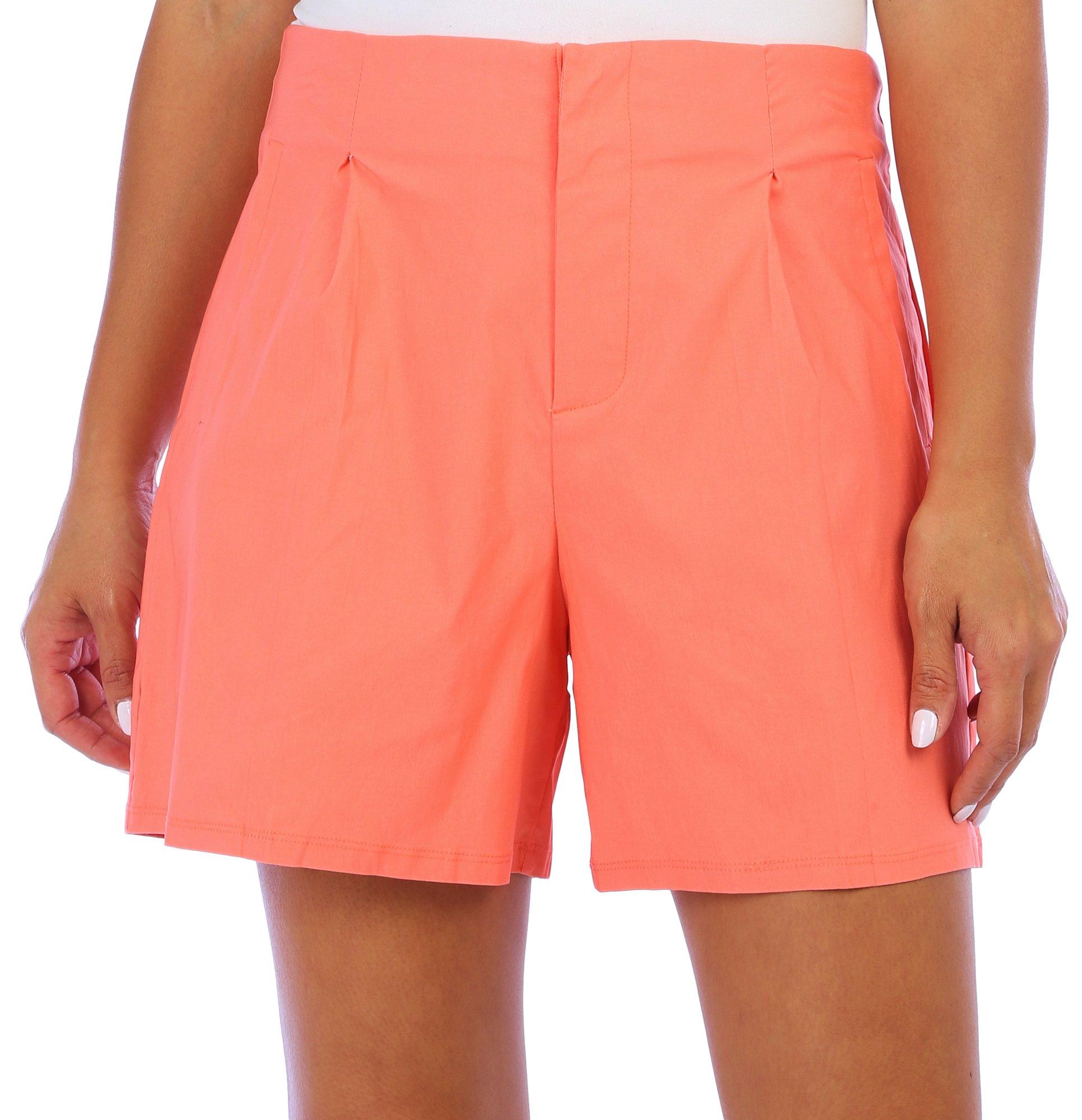 Blue Sol Womens Pleated Faux Pocket Shorts