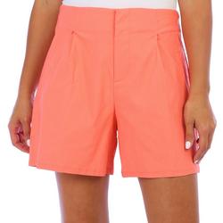 Womens Pleated Faux Pocket Shorts
