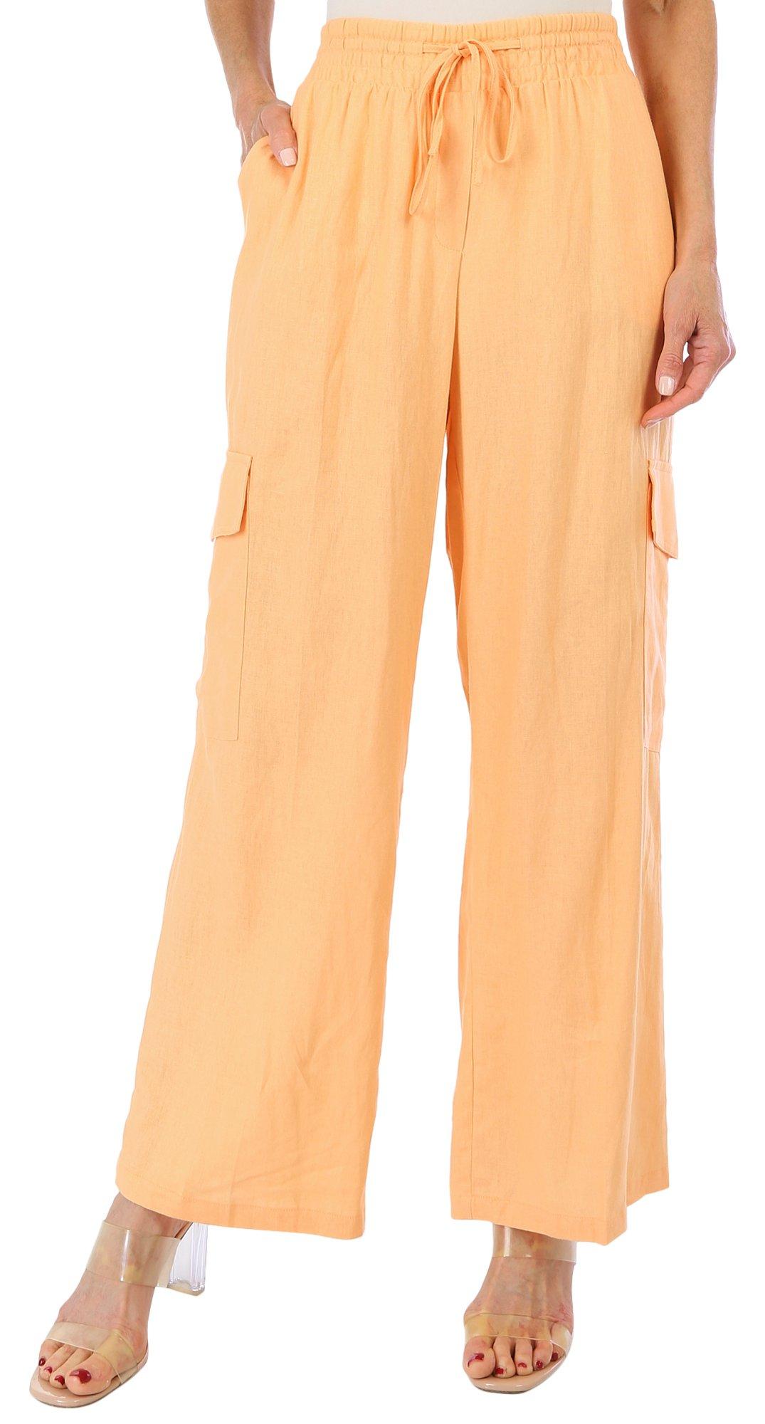 Blue Sol Womens Front Tie Solid Wide Leg Pant