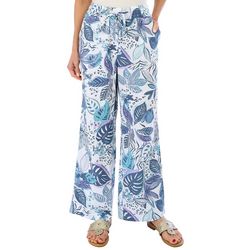 Blue Sol Womens Front Tie Tropical Wide Leg Pant