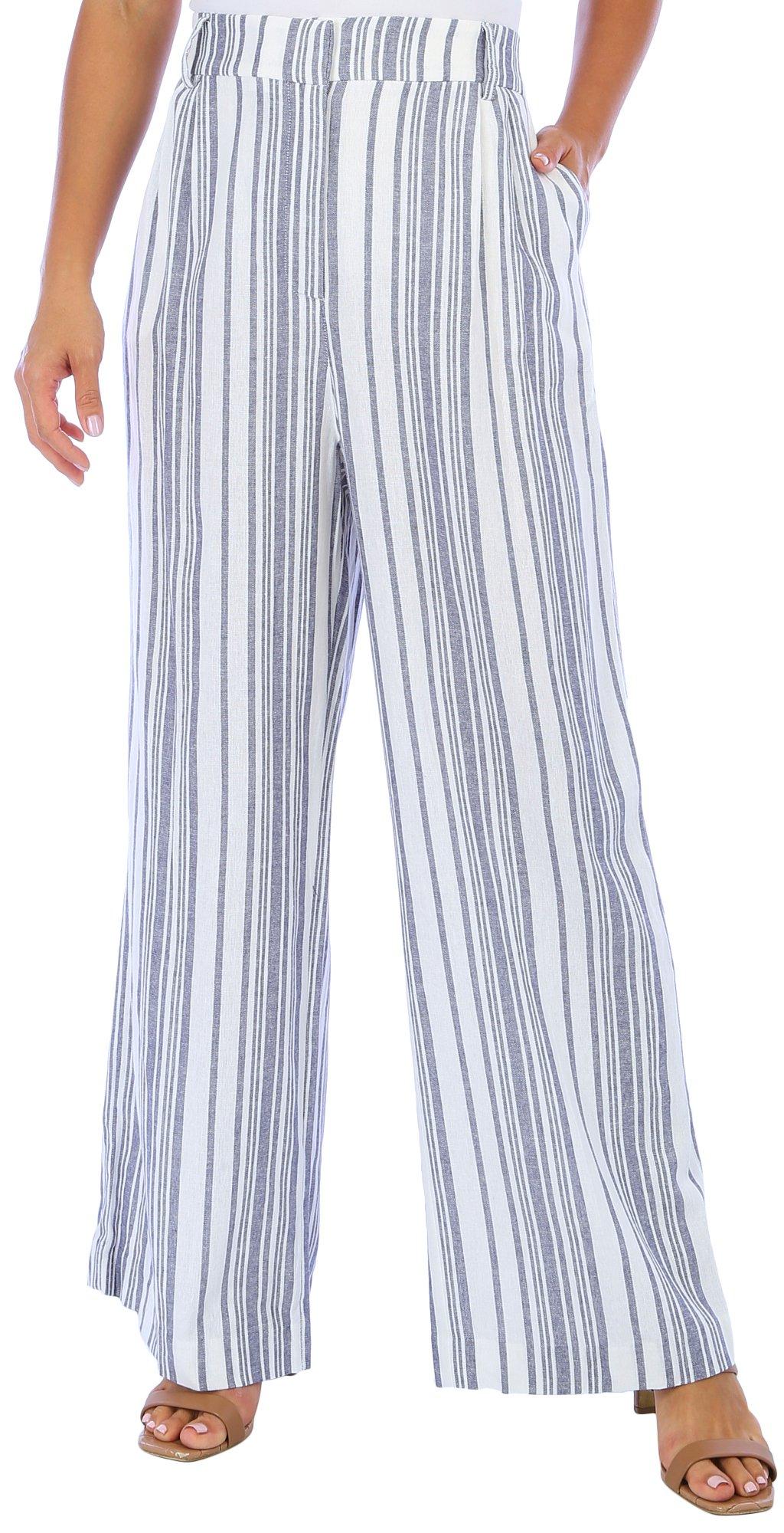 Blue Sol Womens Stripe Linen Tailored Trousers