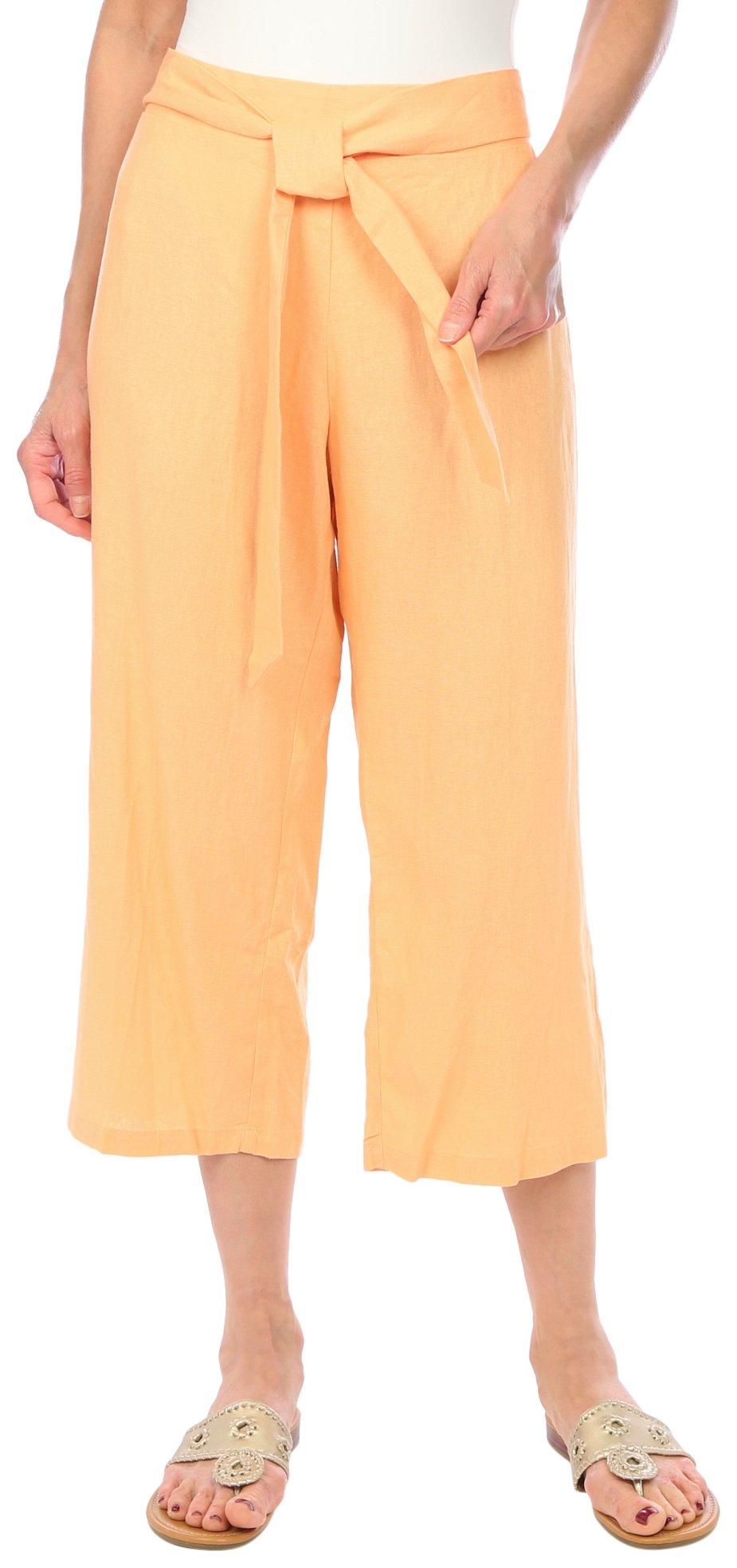 Blue Sol Womens Solid  Linen Crop Pants
