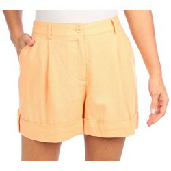 Blue Sol Womens Buttoned 5in Linen Shorts