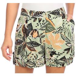 Womens Tropical Buttoned 4.5in Linen Shorts