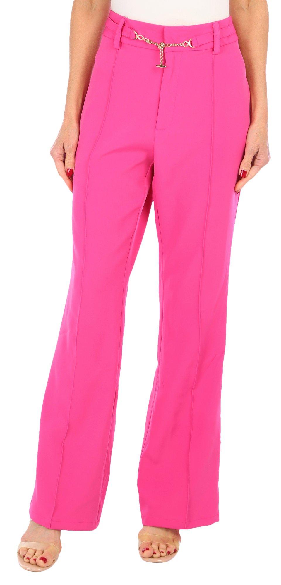 Womens Solid Front Seam Wide Leg Pants
