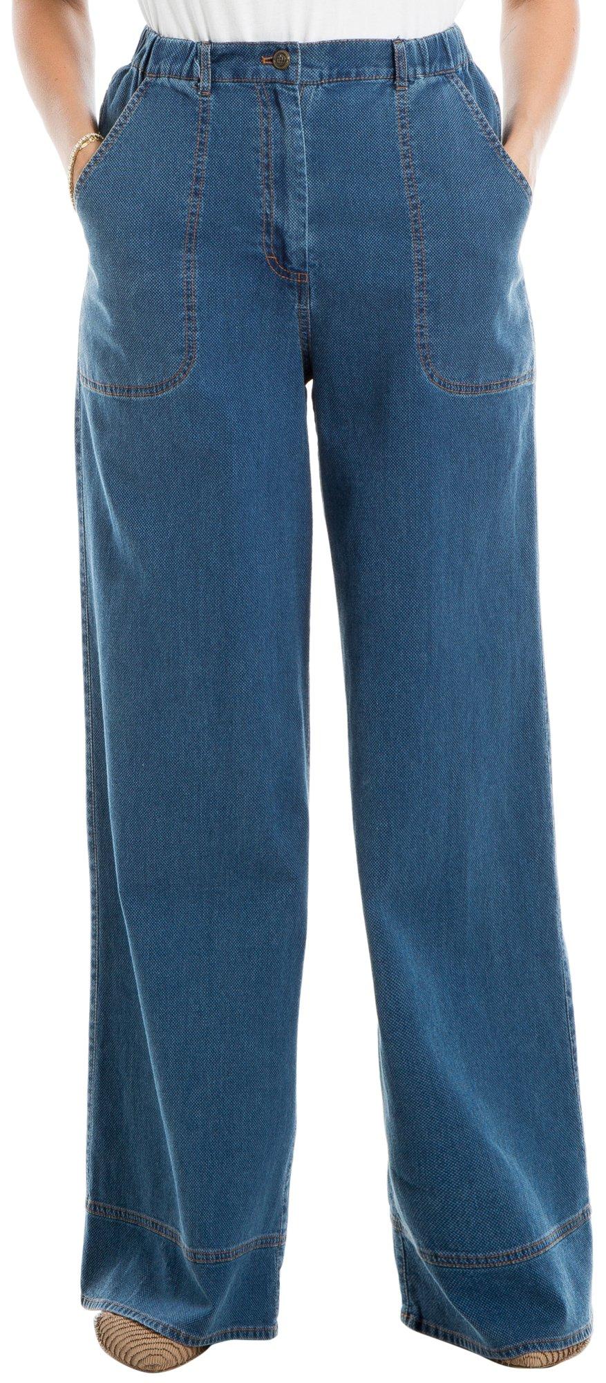 Womens Solid Wide Leg Jeans