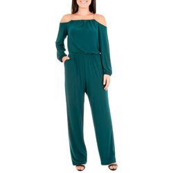 NY Collection Womens Chain Halter Neck Jumpsuit