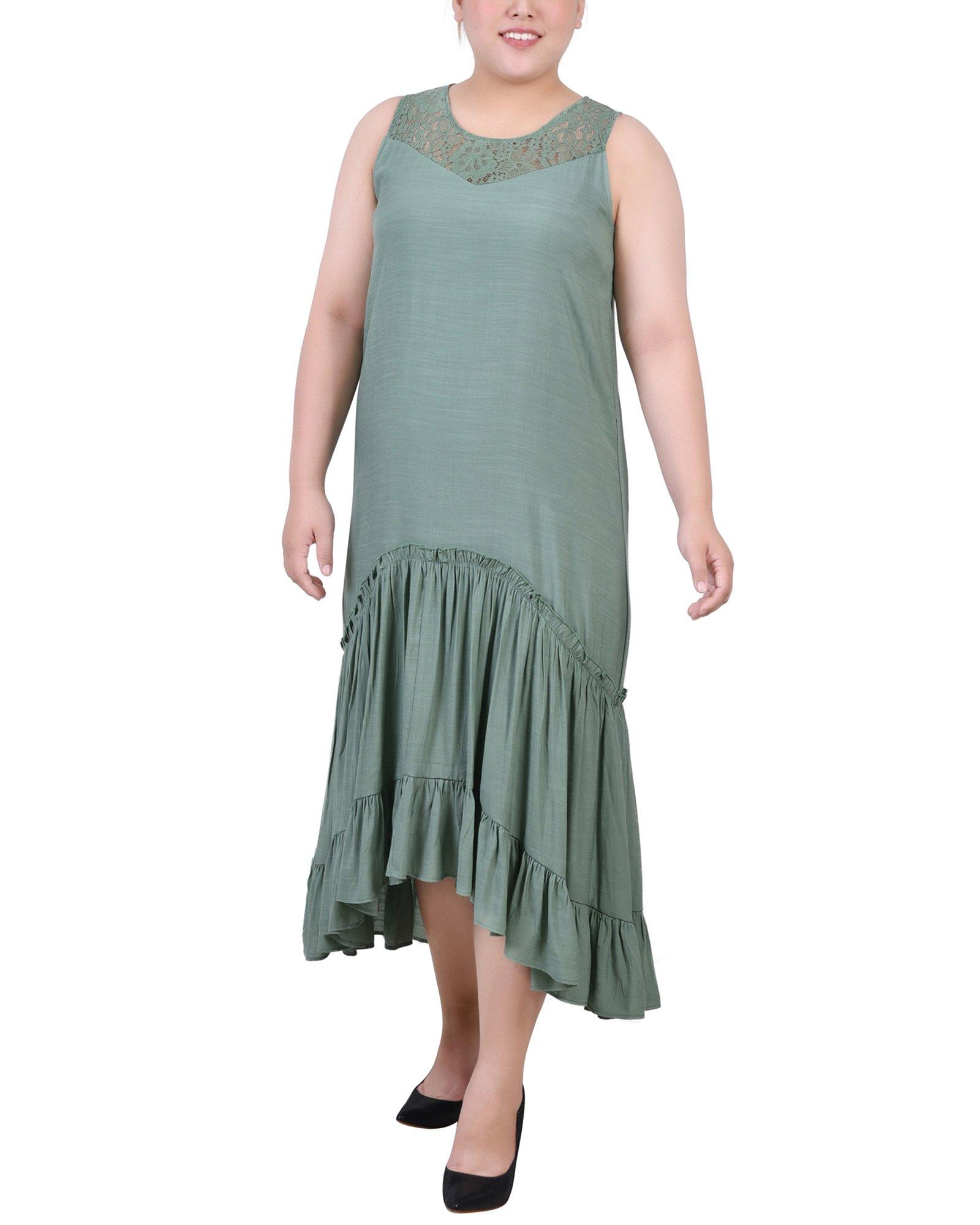 Womens Plus Size Sleeveless Tiered Maxi Dress