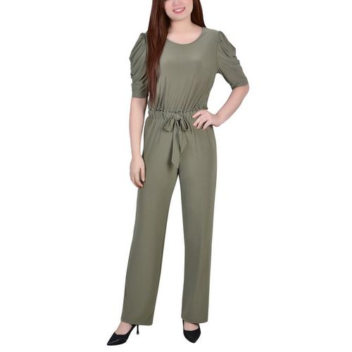NY Collection Womens Elbow Sleeve Jumpsuit