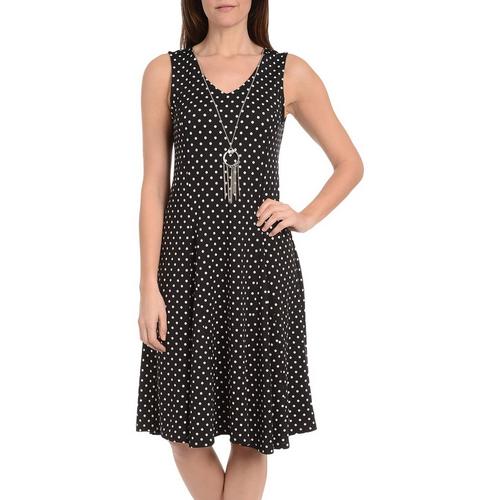 NY Collection Petite Godet Dress with Necklace