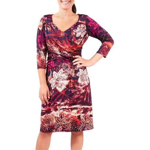 NY Collection Womens Printed Fit & Flare Dress