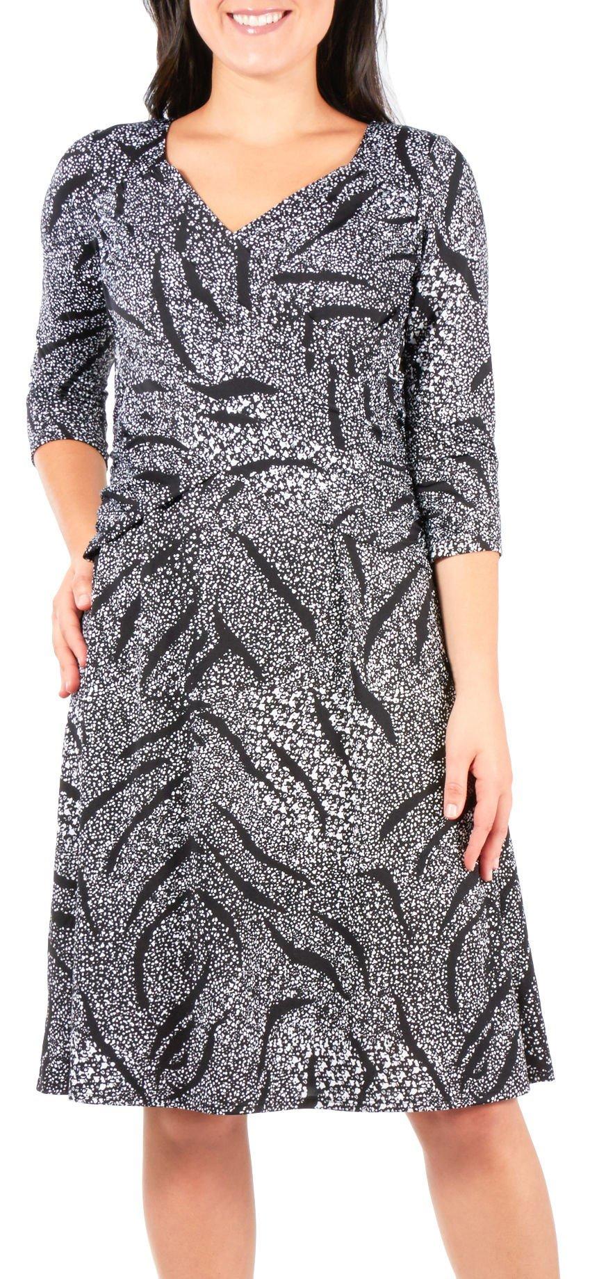 NY Collection Womens Printed Ruched Dress