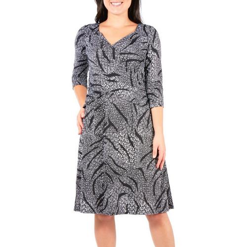 NY Collection Womens Printed Ruched Dress
